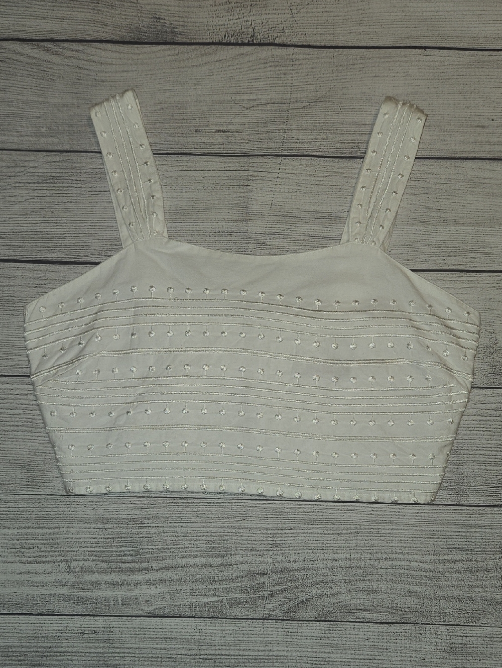 Avec Les Filles Embroidered Bustier Crop Top White Size 10 NWOT